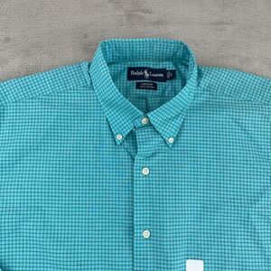 Vintage Polo Ralph Lauren Shirt Men Large Blue Check Greggor Deadstock Prepp NWT